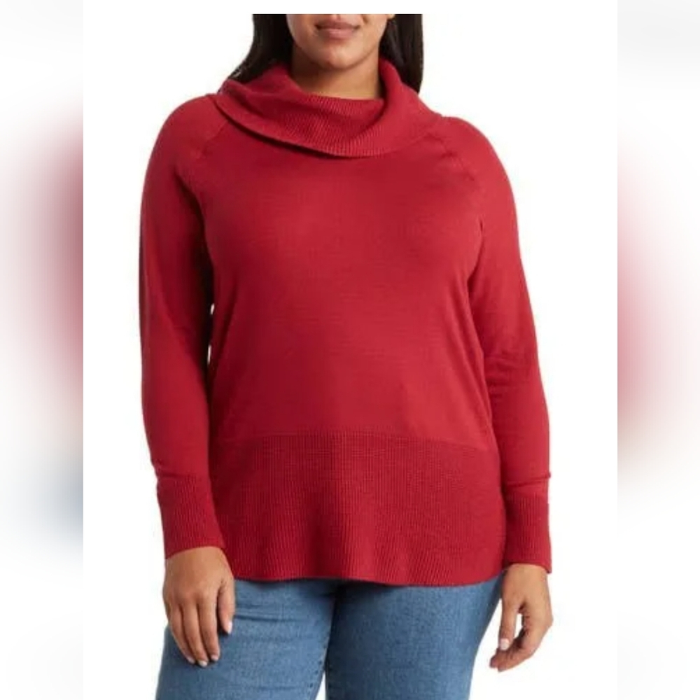 Cyrus NWT Cowl Neck Pullover Sweater | 1X | Kitten Heather Gray